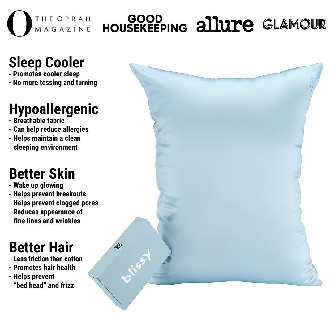 Sky Blue Mulberry Silk Pillowcase – Blissy King
