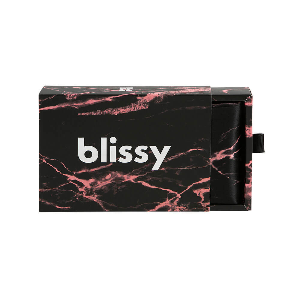 Blissy King Rose Black Marble Pillowcase Lifestyle – Mulberry Silk