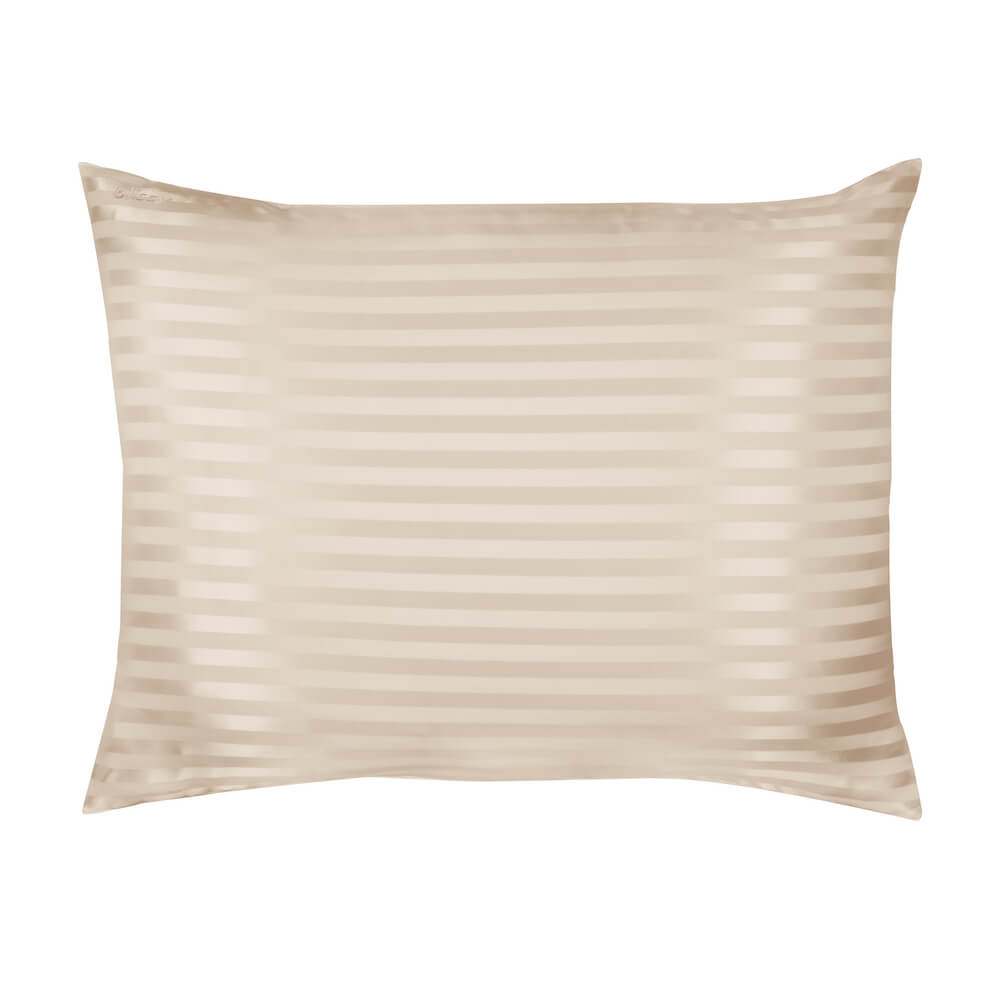 Blissy Mulberry Silk Pillowcase – Champagne Striped Standard
