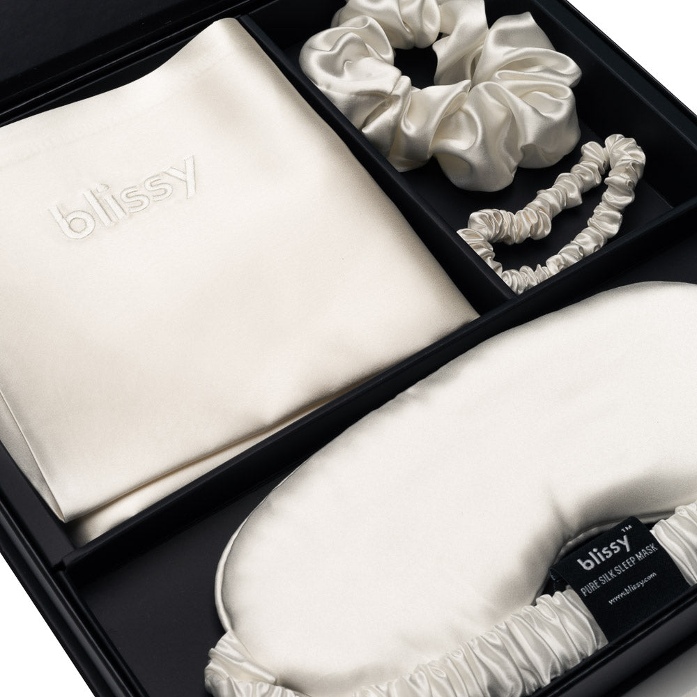 Blissy Mulberry Silk Blissy Dream Set – White Queen