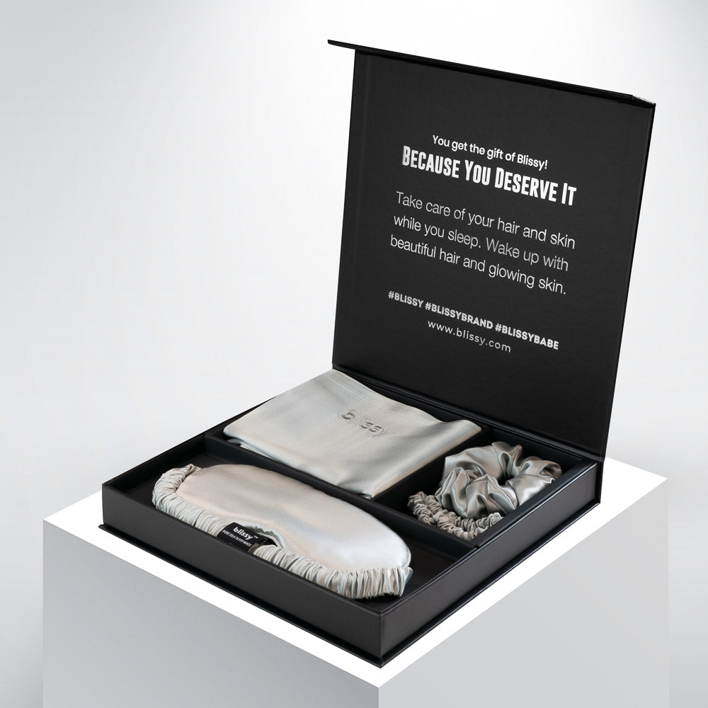 Blissy Queen Silver Blissy Dream Set – 22 Momme Mulberry Silk, 100% Silk