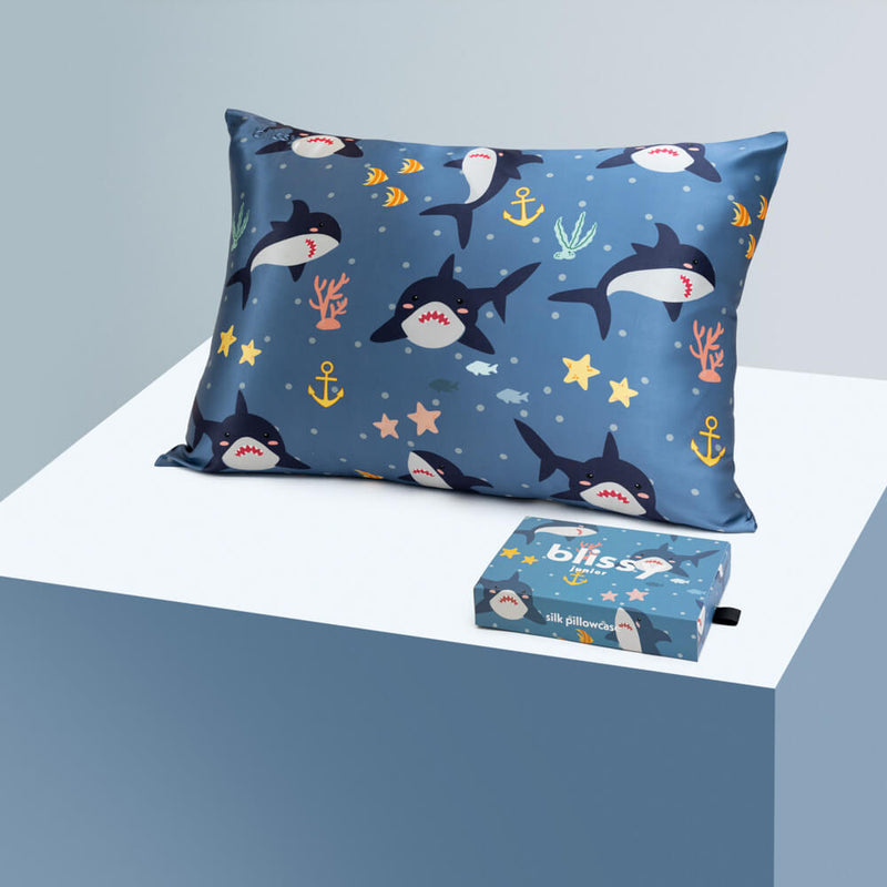 Pillowcase - Shark - Youth - Blissy Shark Pillowcase – 22 Momme Mulberry Silk, 100% Silk