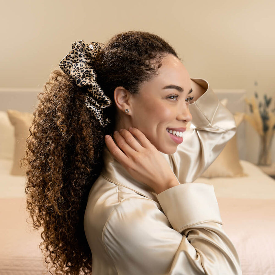 Blissy Leopard Silk Blissy Oversized Scrunchie Detail –