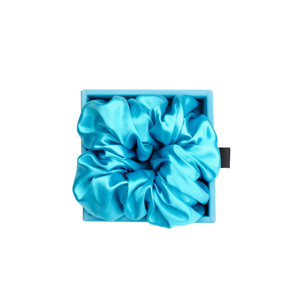 Blissy Bahama Blue Silk Blissy Oversized Scrunchie Detail –