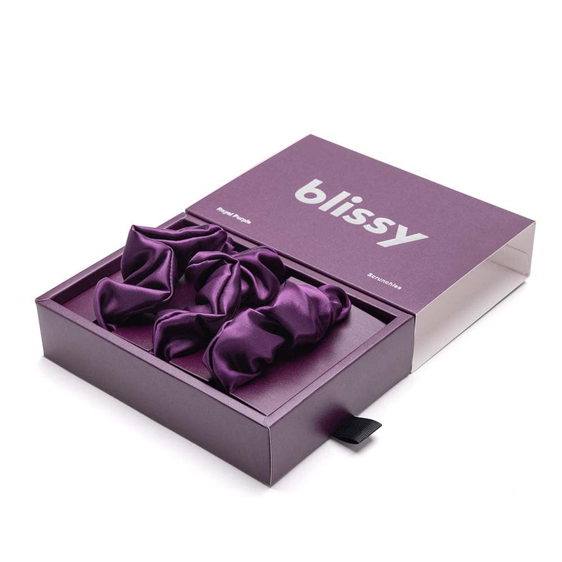 Blissy Scrunchies - Royal Purple - Blissy Royal Purple Blissy Scrunchies – 22 Momme Mulberry Silk, 100% Silk
