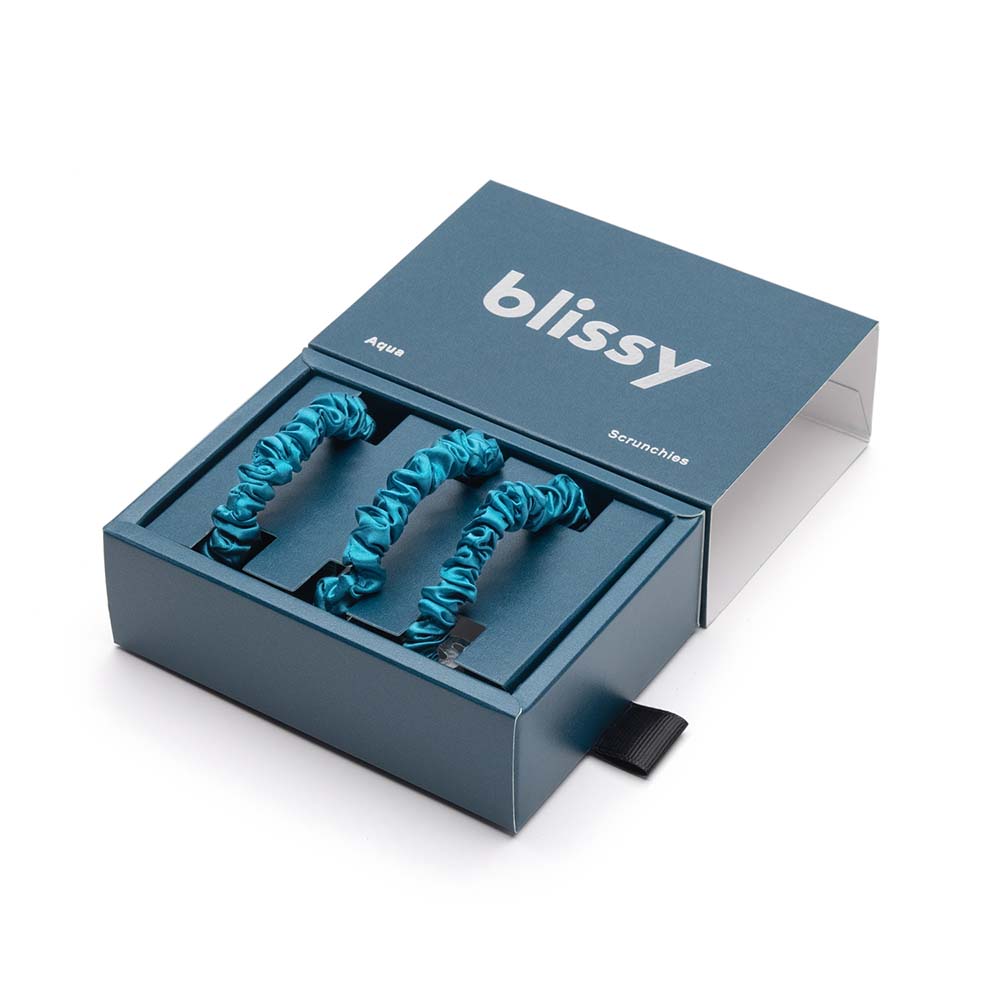 Blissy Skinny Scrunchies - Aqua