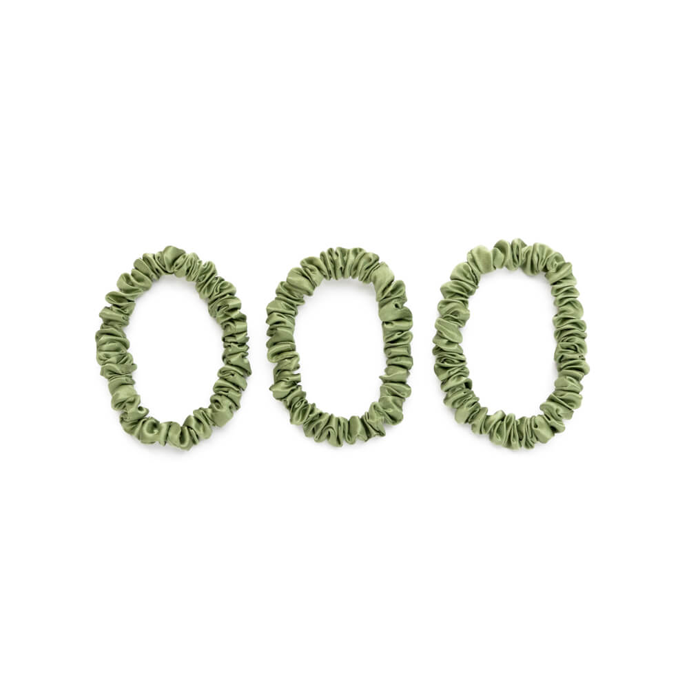 Blissy Mulberry Silk Blissy Skinny Scrunchies – Olive