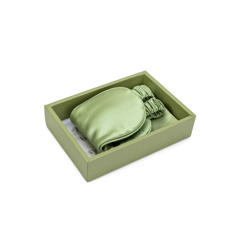 Olive Sleep Mask Close-Up – Blissy 22 Momme Silk