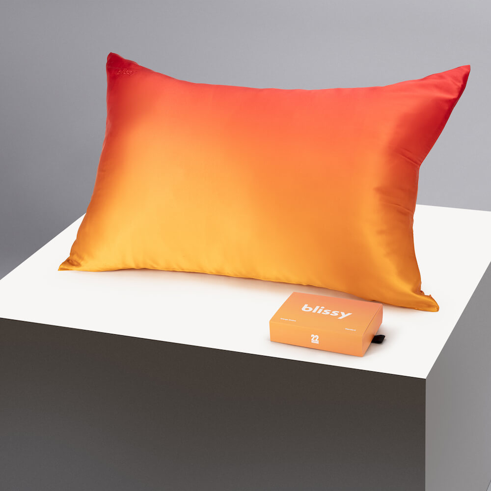 Blissy Standard Orange Ombre Pillowcase – 22 Momme Mulberry Silk, 100% Silk