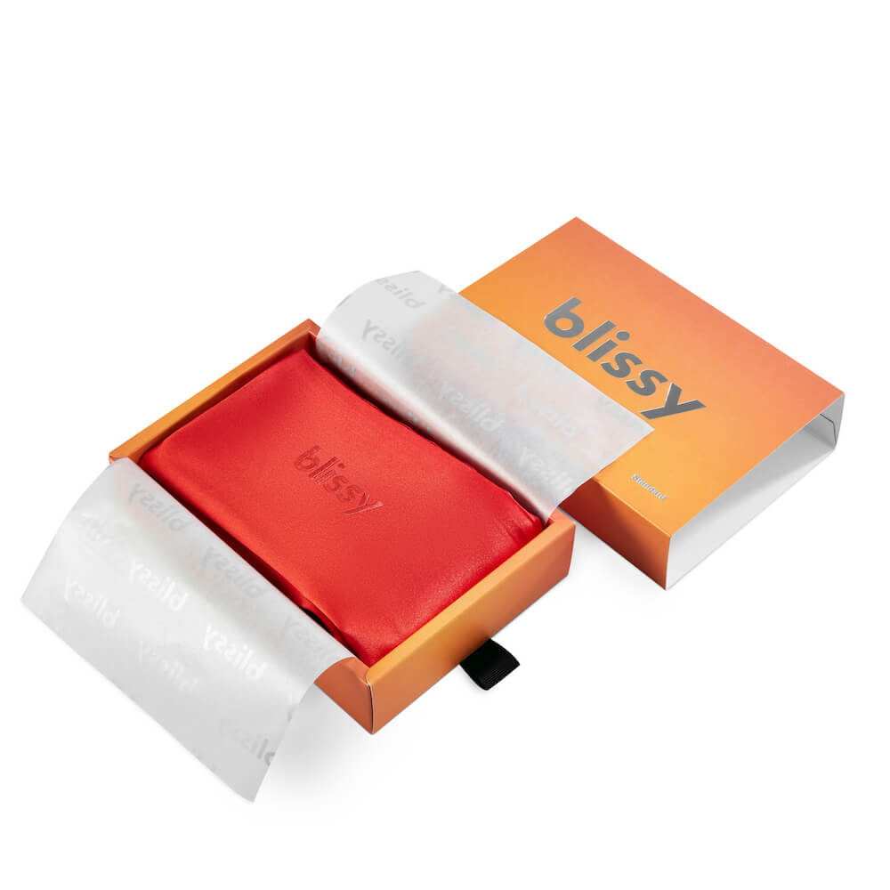 Orange Ombre Pillowcase Close-Up – Blissy 22 Momme Silk