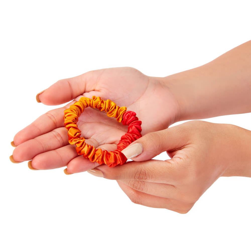 Blissy Mulberry Silk Blissy Skinny Scrunchies – Orange Ombre