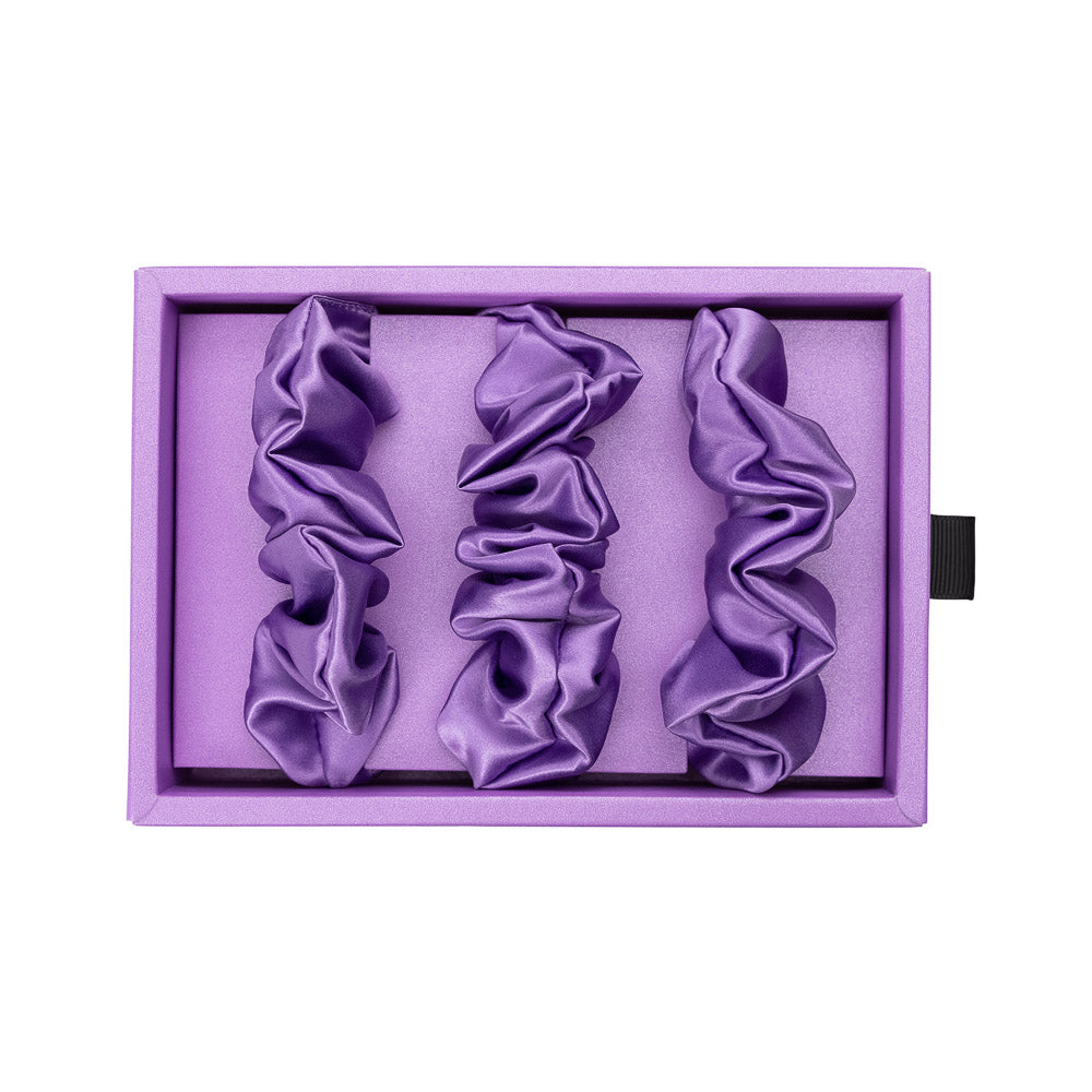 Orchid Blissy Scrunchies Close-Up – Blissy 22 Momme Silk