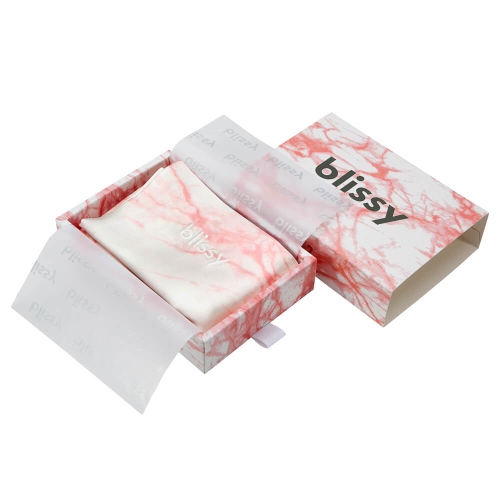 Blissy Mulberry Silk Pillowcase – Rose White Marble Queen