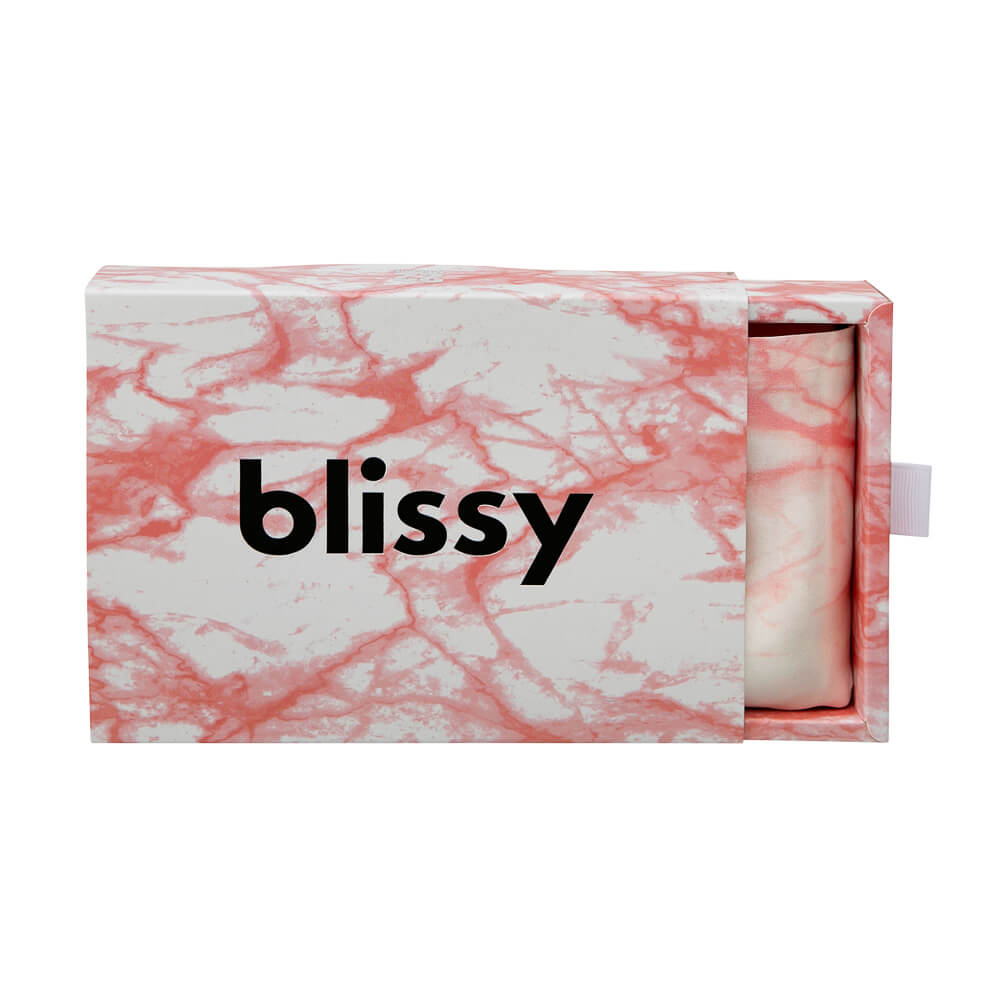 Blissy Rose White Marble Silk Pillowcase Detail – Queen