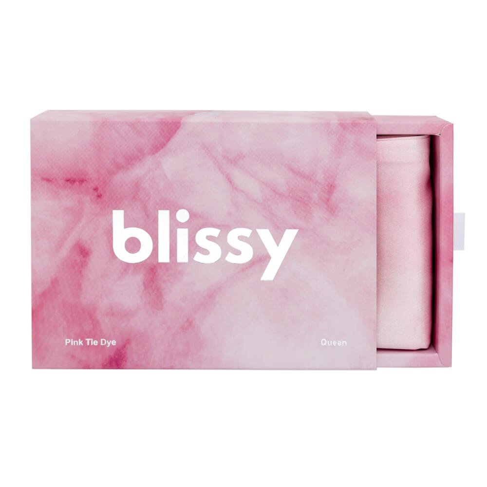 Blissy Pink Tie-Dye Silk Pillowcase Detail – King