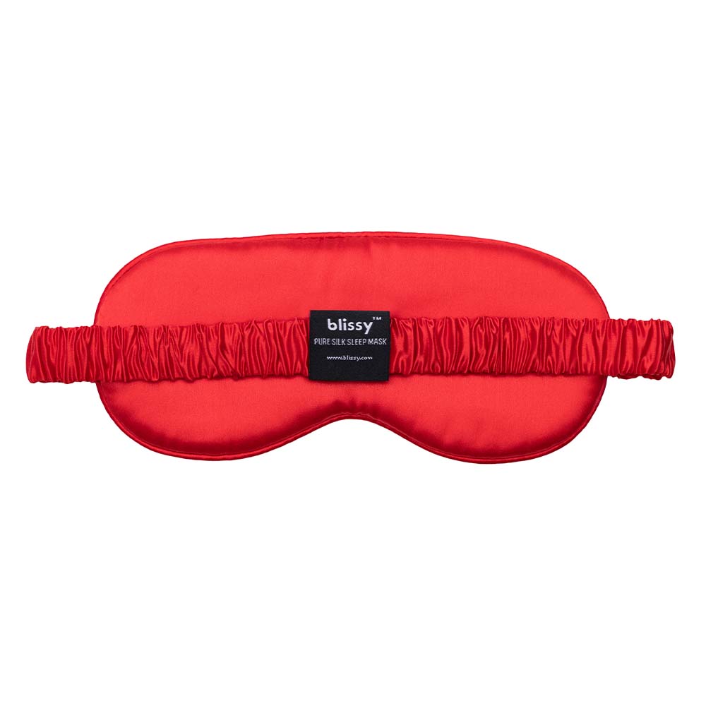 Red Sleep Mask Close-Up – Blissy 22 Momme Silk
