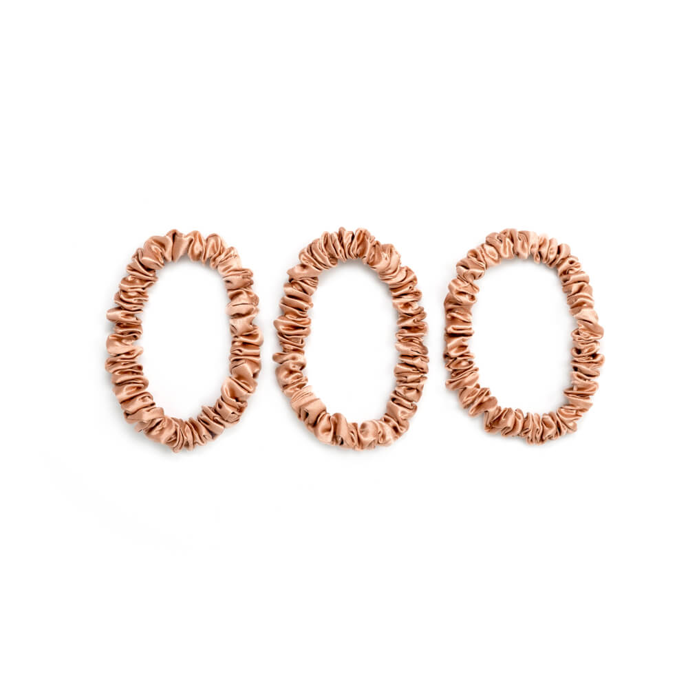 Blissy Rose Gold Silk Blissy Skinny Scrunchies Detail –