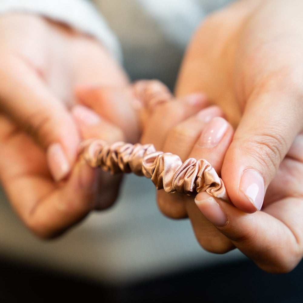 Rose Gold Blissy Skinny Scrunchies – Blissy Premium Silk