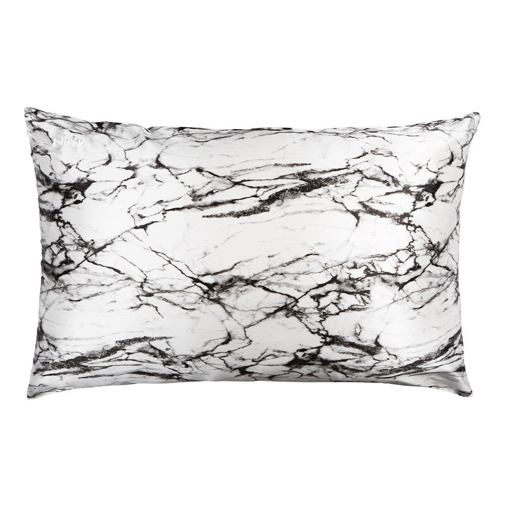 Light Marble Pillowcase Close-Up – Blissy 22 Momme Silk