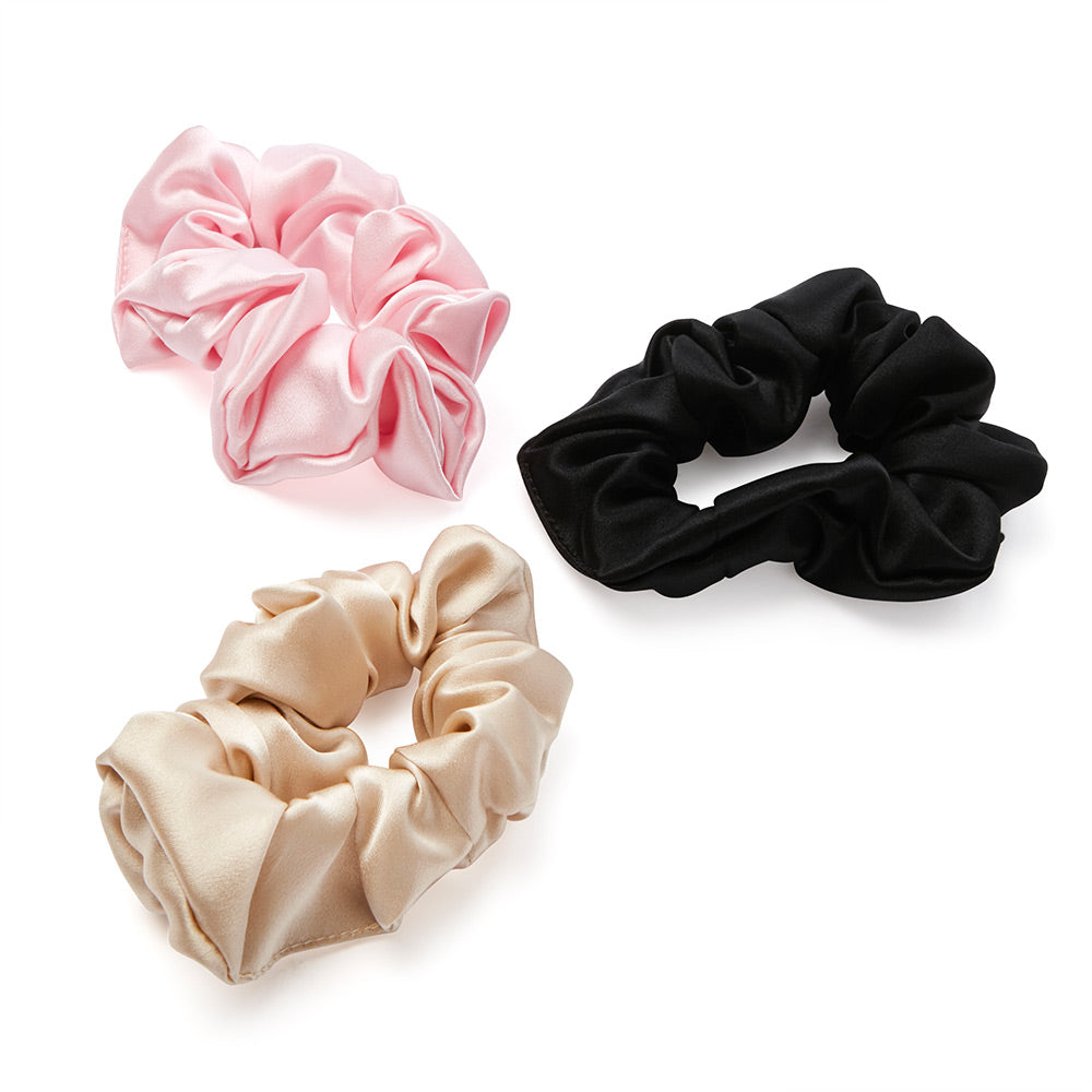 Black, Gold, Pink Mulberry Silk Blissy Scrunchies – Blissy