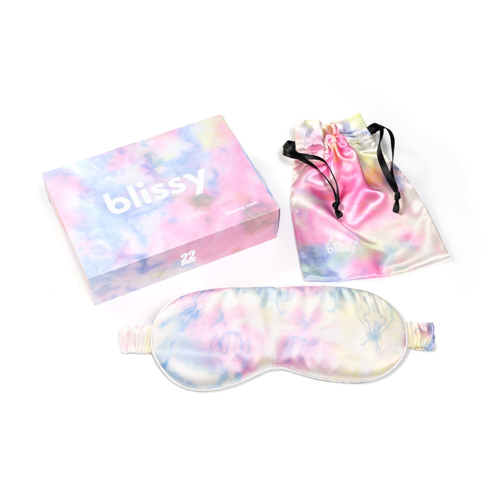Blissy Yellow Tie-Dye Sleep Mask – 22 Momme Mulberry Silk, 100% Silk