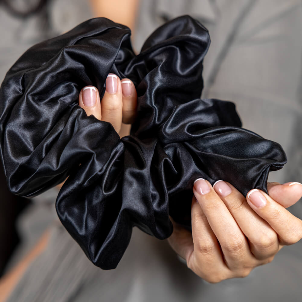100% Mulberry Silk Hair Tie Mulberry Silk Blissy Oversized Silk Scrunchie – Blissy