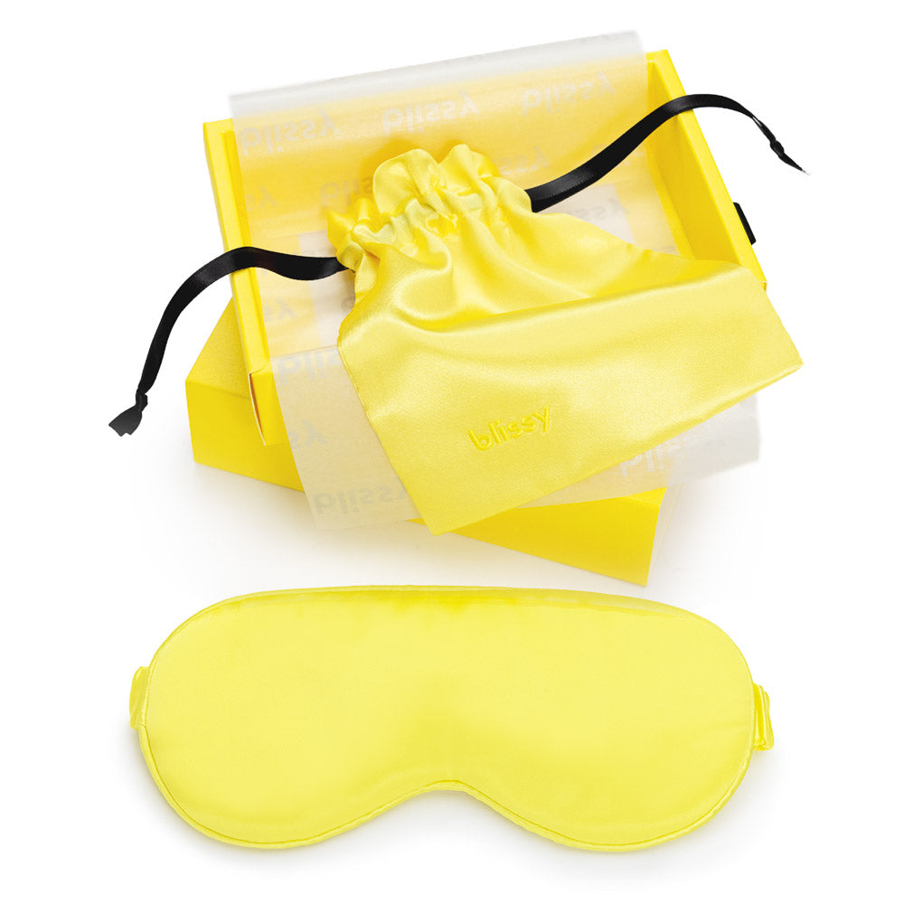Sunshine Yellow Sleep Mask Close-Up – Blissy 22 Momme Silk