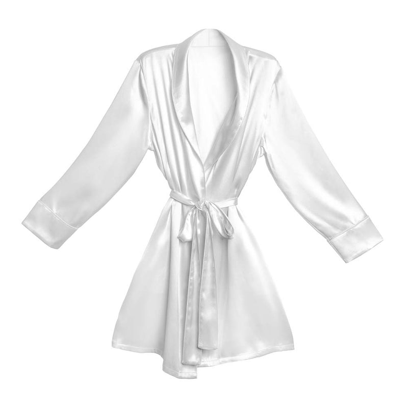 Whispy Robe Blissy Classic Robe - White - 100% Pure Mulberry Silk Loungewear - One ...