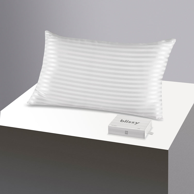 Pillowcase - White Striped - Standard - Blissy Standard White Striped Pillowcase – 22 Momme Mulberry Silk, 100% Silk