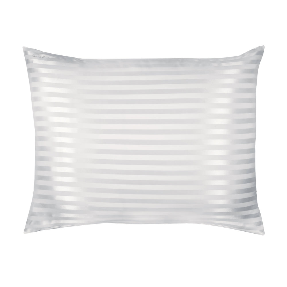 Blissy Mulberry Silk Pillowcase – White Striped Queen