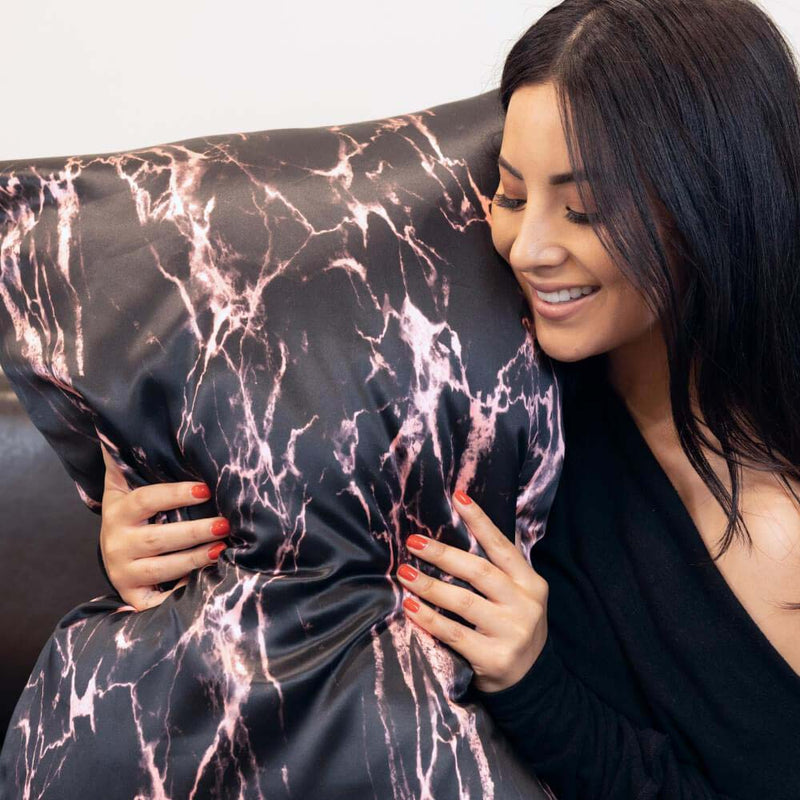 Pillowcase - Rose Black Marble - Queen